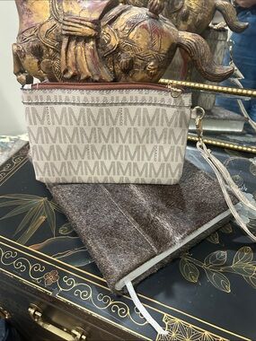 MARCO - Beige Monogram Wristlet Pouch- NWOT